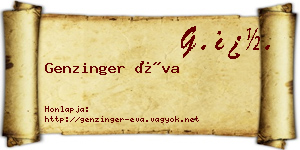 Genzinger Éva névjegykártya